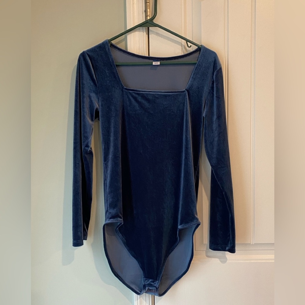 Old Navy Blue Velvet Bodysuit